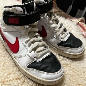 Nike Kids High-Top Sneakers - White, Black, and Red